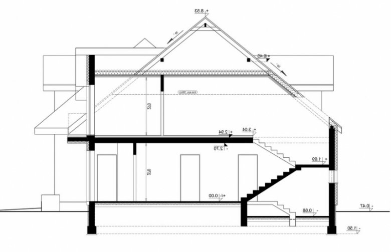 Projekt domu bliźniaczego Bliźniak 5 - przekrój 1