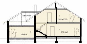 Przekrój projektu DJ 005 w wersji lustrzanej