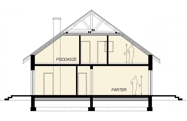 Projekt domu wielorodzinnego DJ 027 - przekrój 1