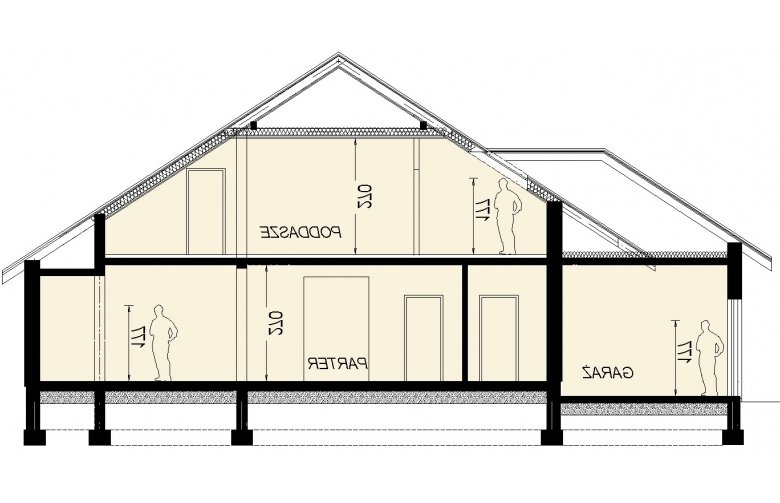 Projekt domu wielorodzinnego DJ 044 - przekrój 1