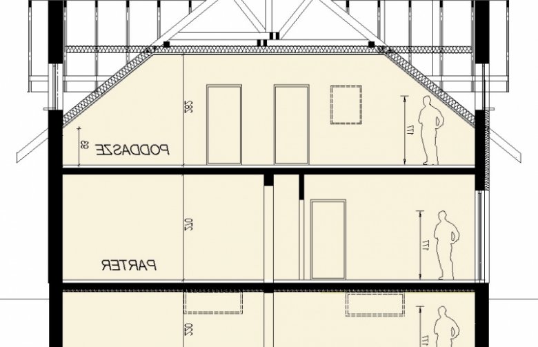 Projekt domu wielorodzinnego DJ 056a - przekrój 1