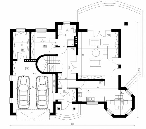 Rzut projektu DJ 059 - wersja lustrzana