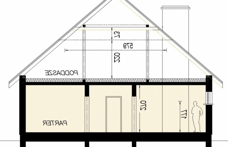 Projekt domu dwurodzinnego DJ 063 - przekrój 1