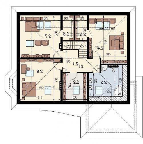 Rzut projektu DJ 064 - wersja lustrzana