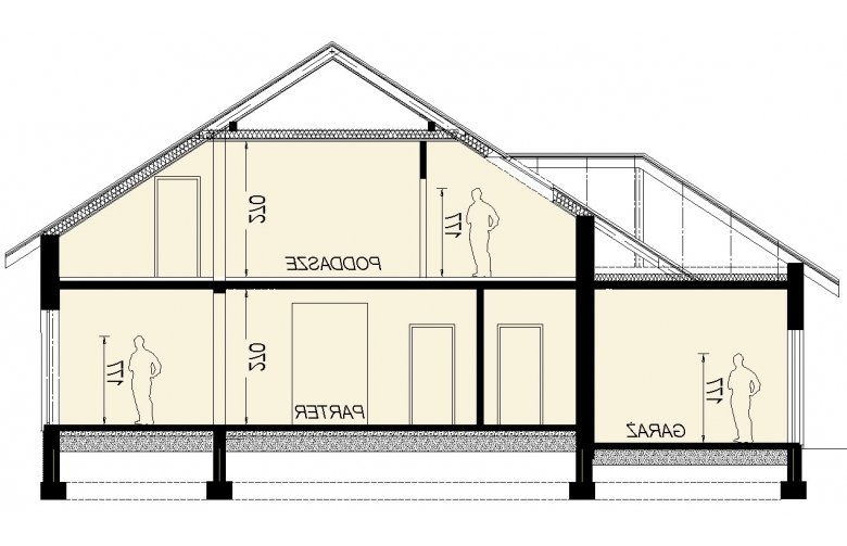 Projekt domu wielorodzinnego DJ 064 - przekrój 1