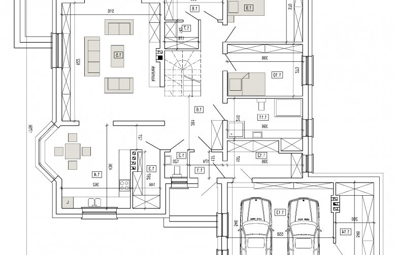 Projekt domu dwurodzinnego DJ 101a - parter