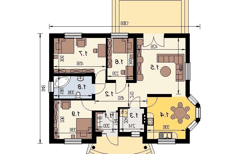 Projekt domu parterowego DJ 119 - rzut parteru