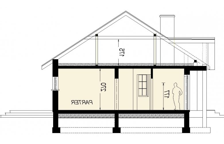 Projekt domu dwurodzinnego DJ 120 - przekrój 1