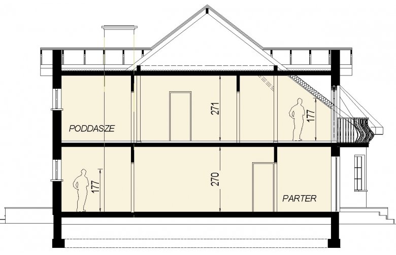 Projekt domu wielorodzinnego DJ 131 - przekrój 1