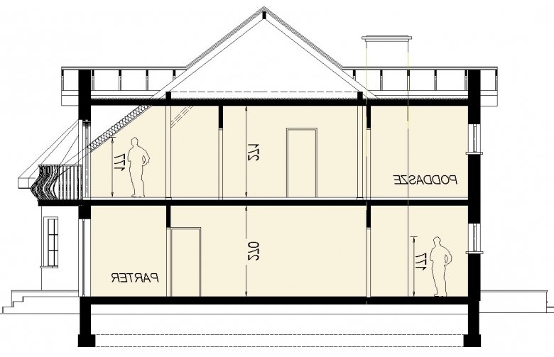 Projekt domu wielorodzinnego DJ 131 - przekrój 1