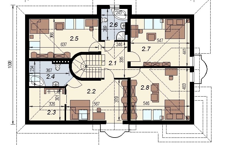 Projekt domu wielorodzinnego DJ 152a - rzut poddasza