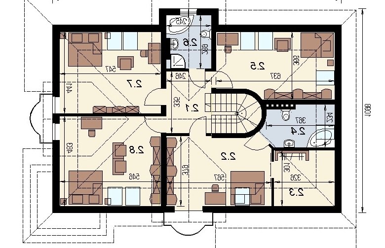 Projekt domu wielorodzinnego DJ 152a - rzut poddasza