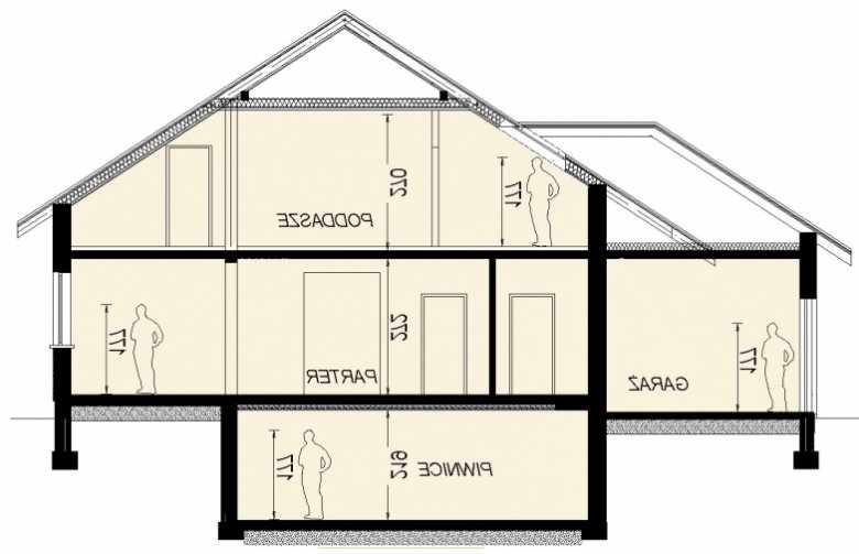 Projekt domu wielorodzinnego DJ 179 - przekrój 1