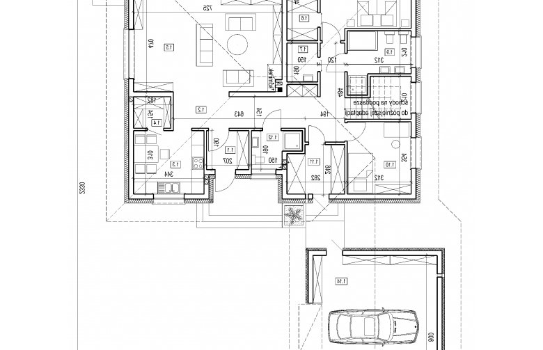 Projekt domu dwurodzinnego DJ 210 - rzut parteru