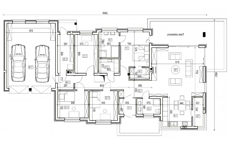 Projekt domu parterowego DJ 214 - rzut parteru