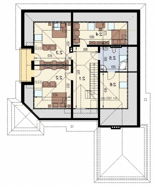 Rzut projektu DJ 222 - wersja lustrzana