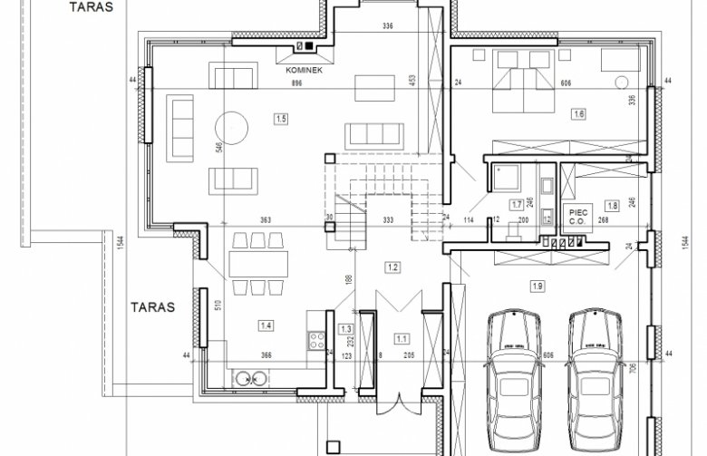 Projekt domu szkieletowego DN 003 - rzut parteru