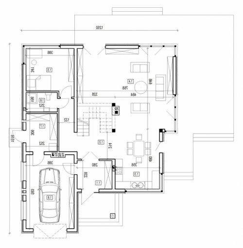 Rzut projektu DN 003a - wersja lustrzana