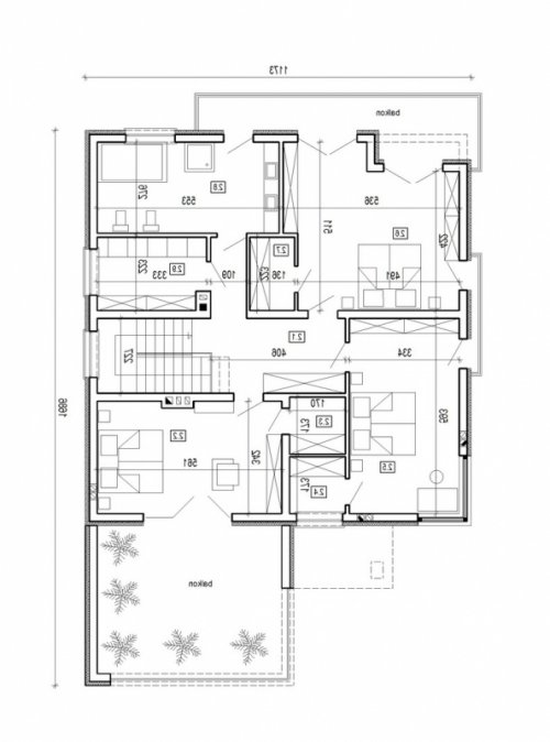 Rzut projektu DN 008 - wersja lustrzana