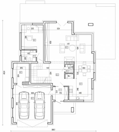 Rzut projektu DN 010 - wersja lustrzana