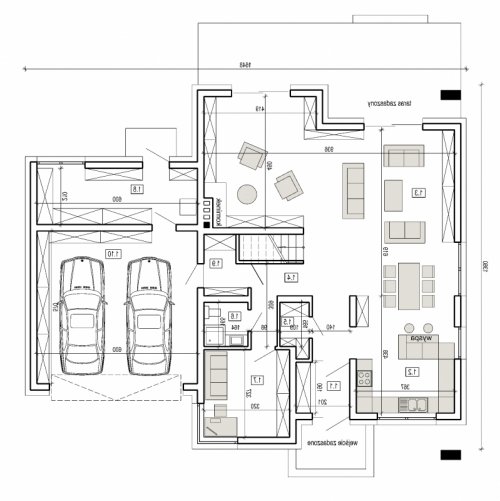 Rzut projektu DN 015a - wersja lustrzana