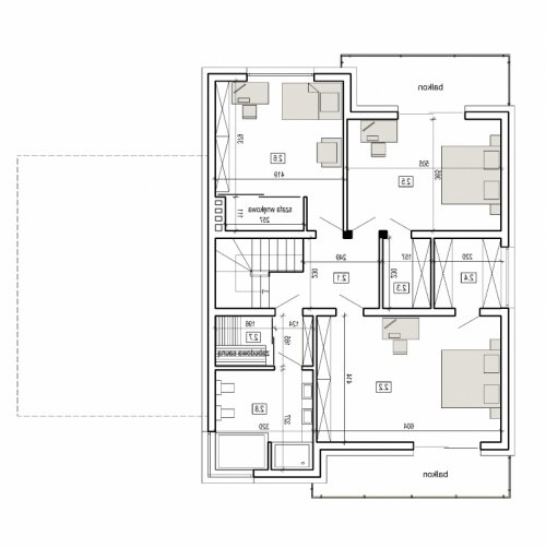 Rzut projektu DN 015a - wersja lustrzana