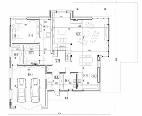 Rzut projektu DN 020 - wersja lustrzana