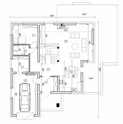 Rzut projektu DN 021 - wersja lustrzana