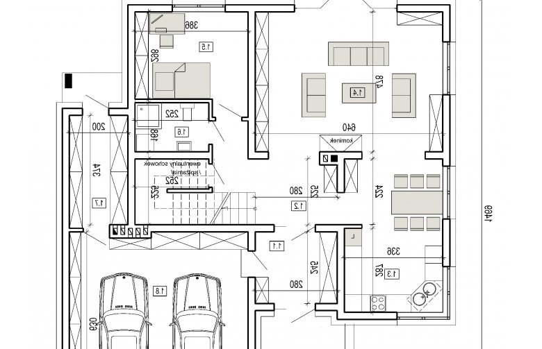 Projekt domu szkieletowego DN 021a - parter