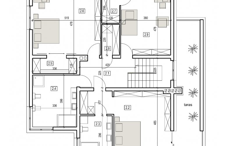 Projekt domu szkieletowego DN 021b - piętro