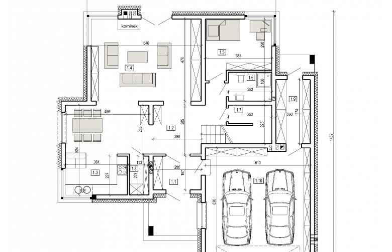 Projekt domu szkieletowego DN 021d - parter