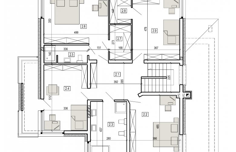 Projekt domu szkieletowego DN 021e - piętro