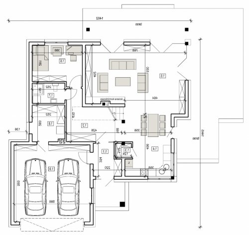 Rzut projektu DN 022 - wersja lustrzana