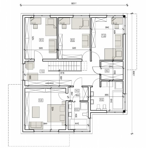 Rzut projektu DN 022 - wersja lustrzana