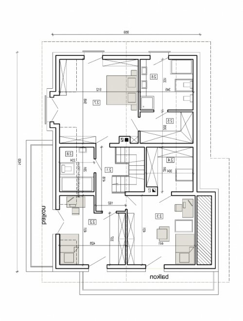 Rzut projektu DN 032 - wersja lustrzana