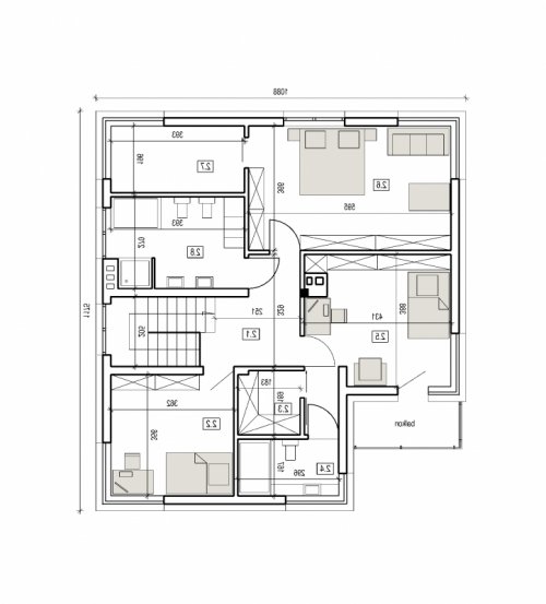 Rzut projektu DN 050 - wersja lustrzana