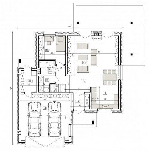 Rzut projektu DN 052 - wersja lustrzana