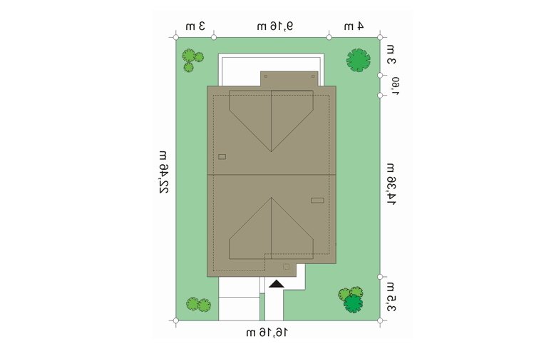 Projekt domu wielorodzinnego Mewa (422) - Usytuowanie - wersja lustrzana