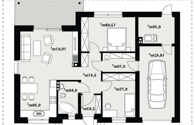 Projekt domu z bala Gaja 2 drewniana - 