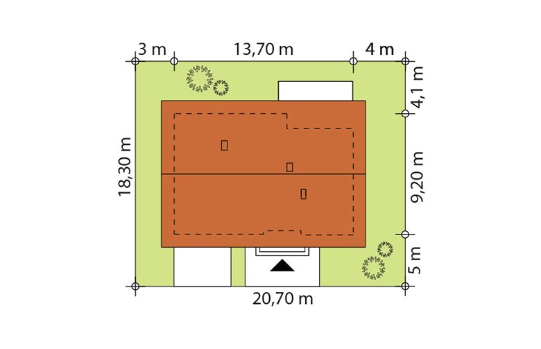 Projekt domu z bala Gaja 2 drewniana - Usytuowanie