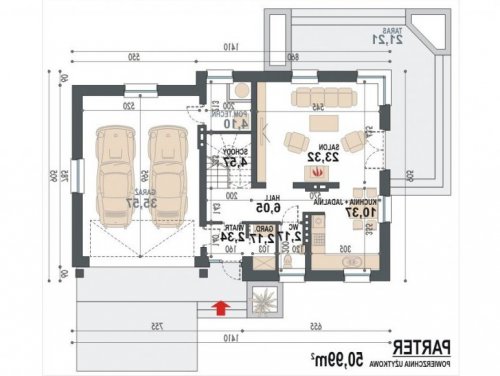 Rzut projektu Tomcio 2G - wersja lustrzana