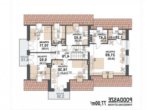 Rzut projektu Puchatek N 2G - wersja lustrzana