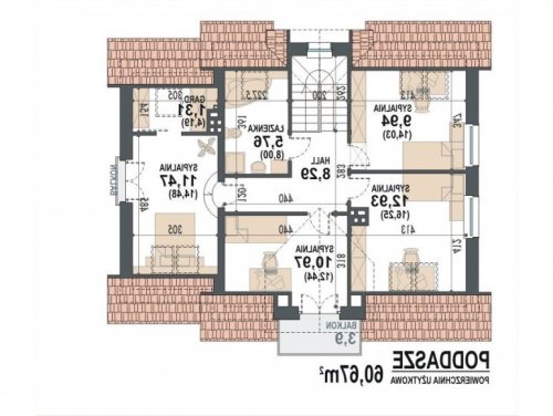 Rzut projektu Koralgol II N - wersja lustrzana