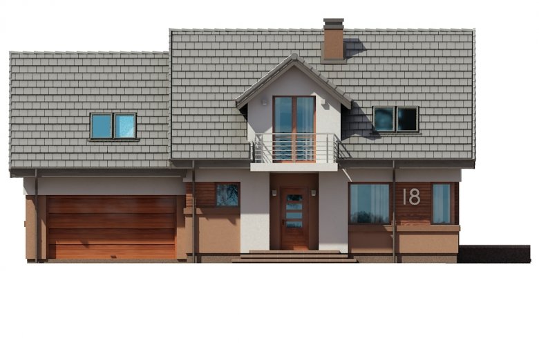 Projekt domu z poddaszem Koralgol II N 2G - elewacja 1