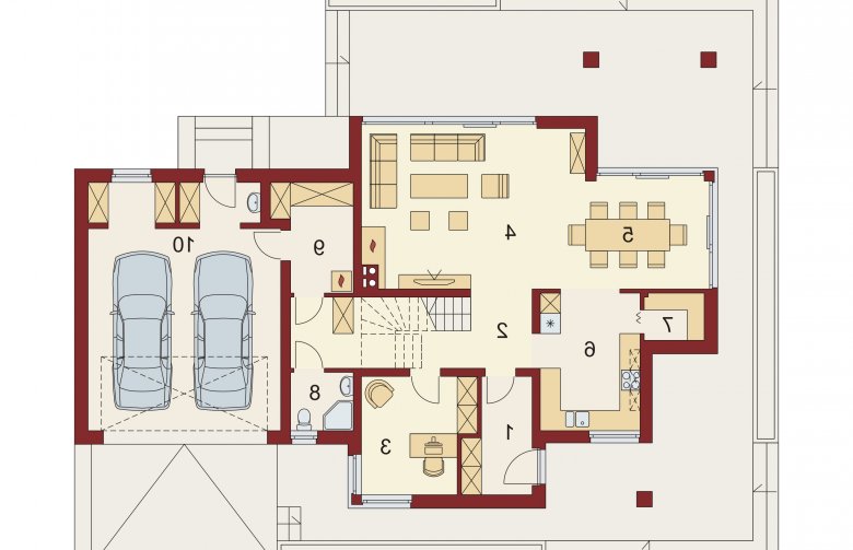 Projekt domu wielorodzinnego Telmun 2 - rzut parteru