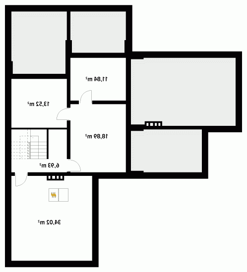 Rzut projektu Ambrozja 4 - wersja lustrzana