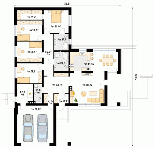 Rzut projektu Aksamit 3 - wersja lustrzana