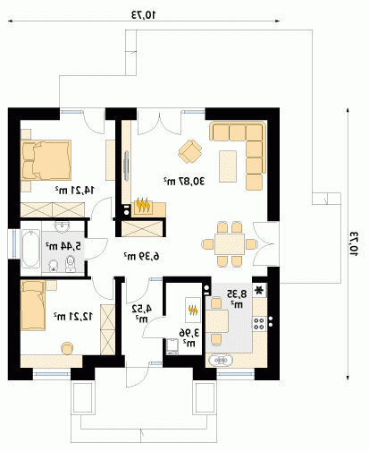 Rzut projektu Elka 2 - wersja lustrzana