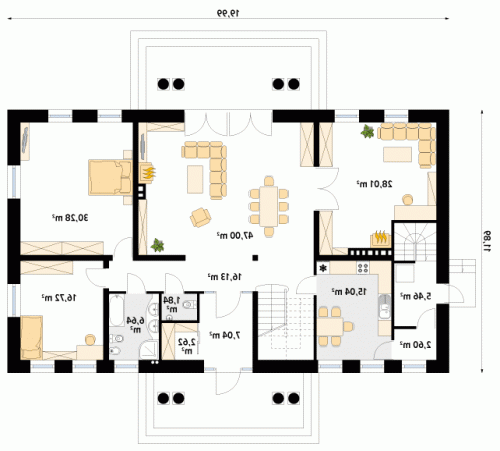 Rzut projektu Tercja 7 - wersja lustrzana