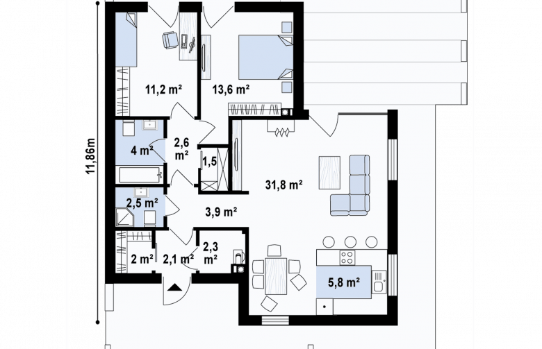 Projekt domu parterowego Zx57 - 